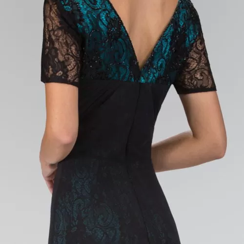 V-Neck Lace Gown