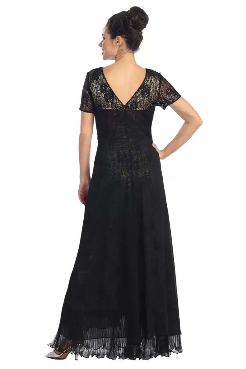 V-Neck Lace Gown