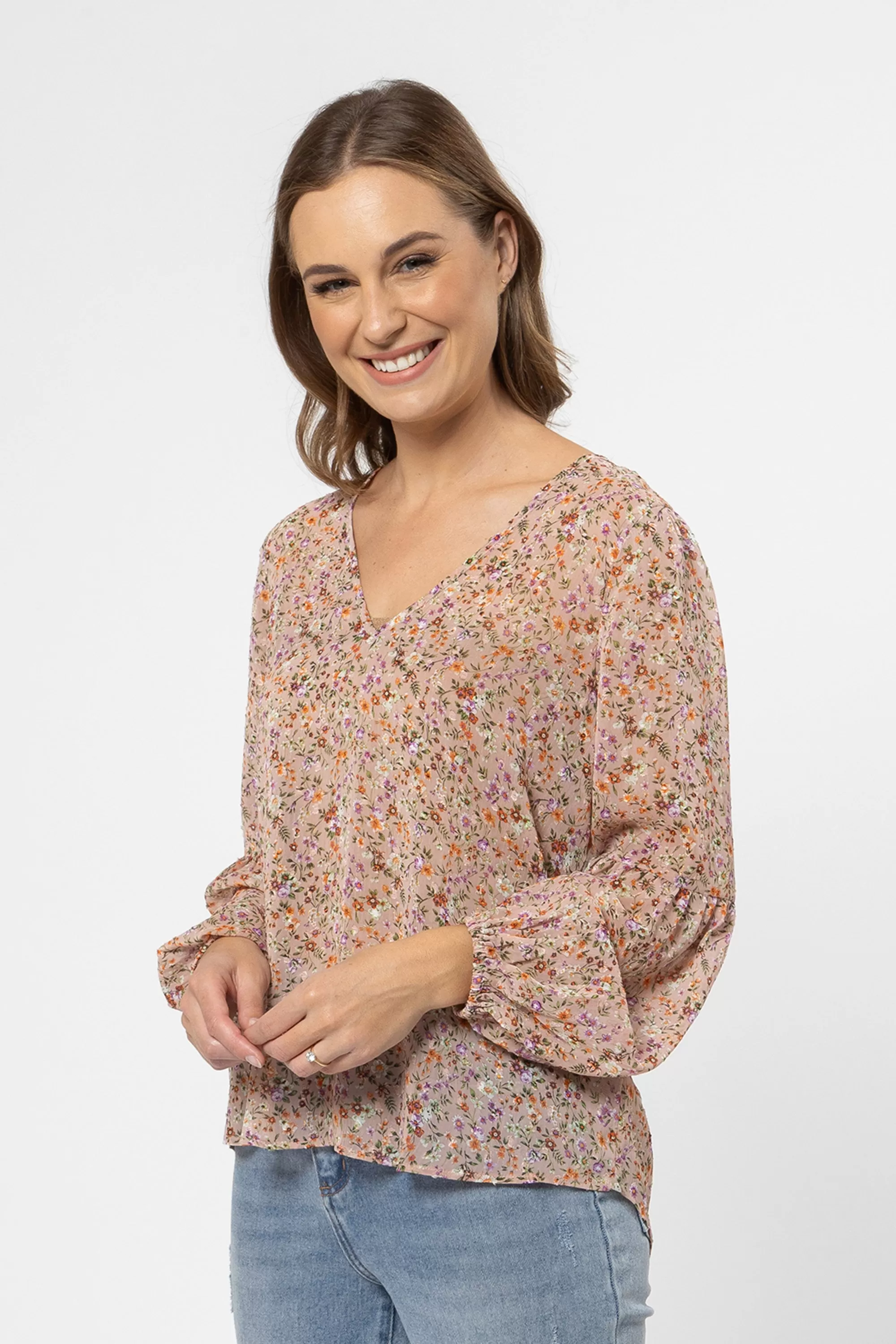 Wanderer Multi Mini Floral LS Blouse