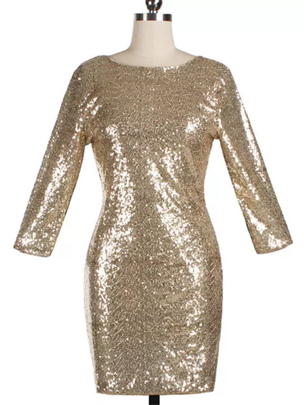 WealFeel Jewel neck Backless Sequins Bodycon Dress