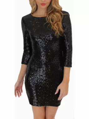 WealFeel Jewel neck Backless Sequins Bodycon Dress