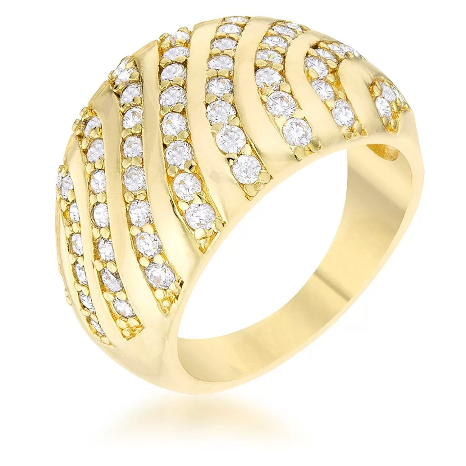 WildKlass 0.95ct CZ 14k Gold Plated Contemporary Dome Ring