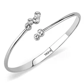 WildKlass Stainless Steel Cuff Style Bangle High Polished (no Plating) Women Top Grade Crystal Clear