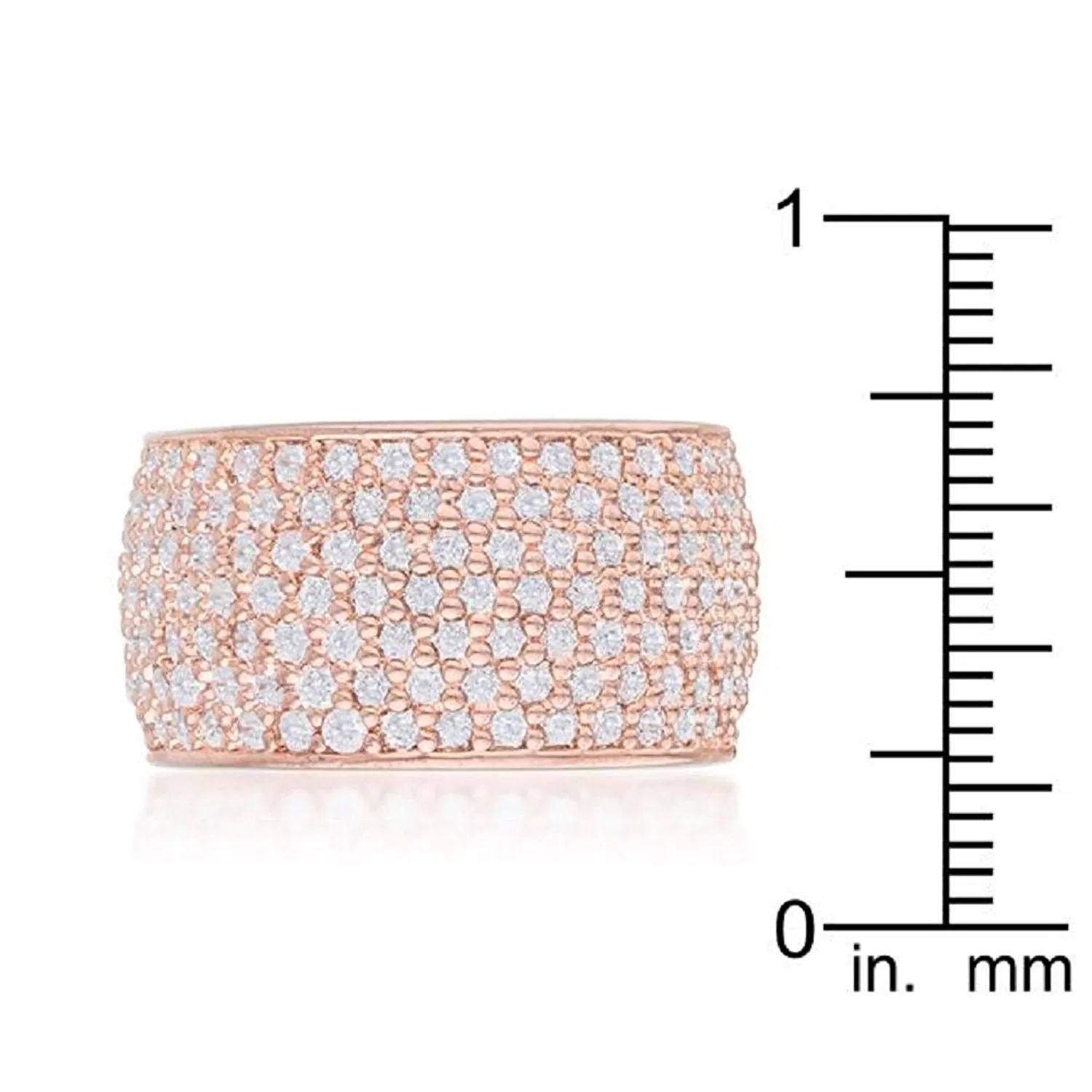 WildKlass Wide Pave Cubic Zirconia Rose Gold Band Ring