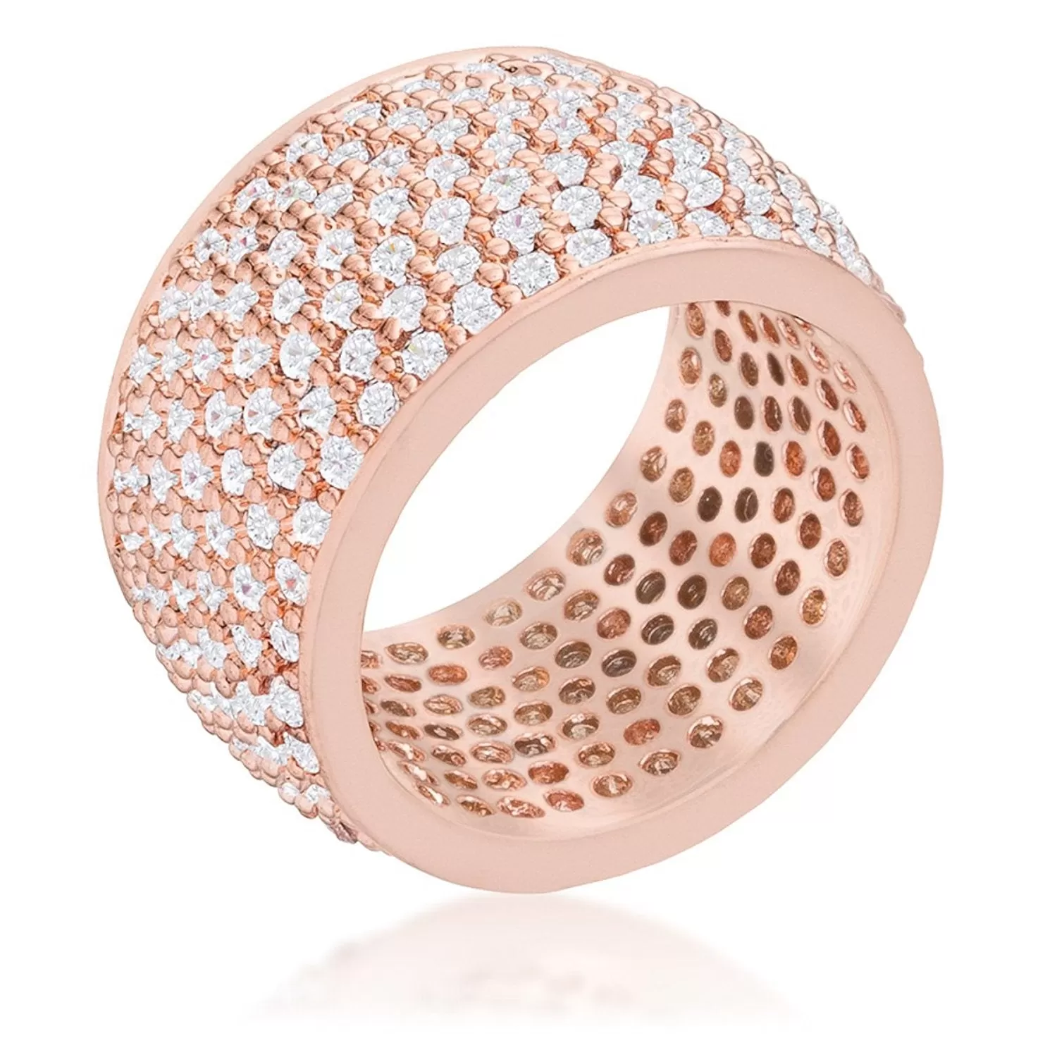 WildKlass Wide Pave Cubic Zirconia Rose Gold Band Ring