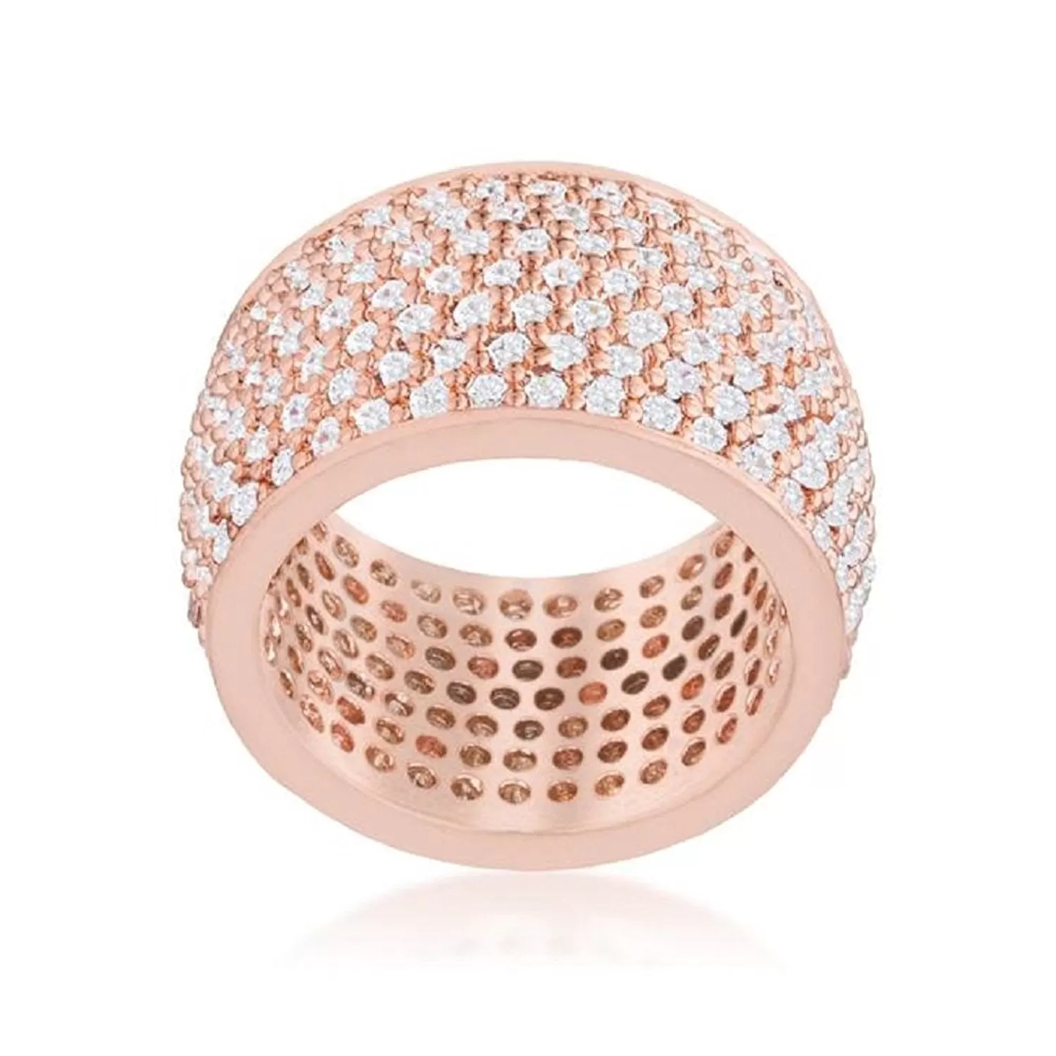 WildKlass Wide Pave Cubic Zirconia Rose Gold Band Ring