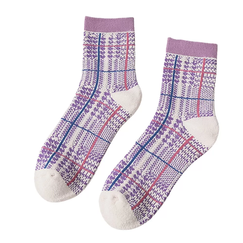 Women Cotton Thick Embroidery Multi Pattern Cute Casual Warm Tube Socks