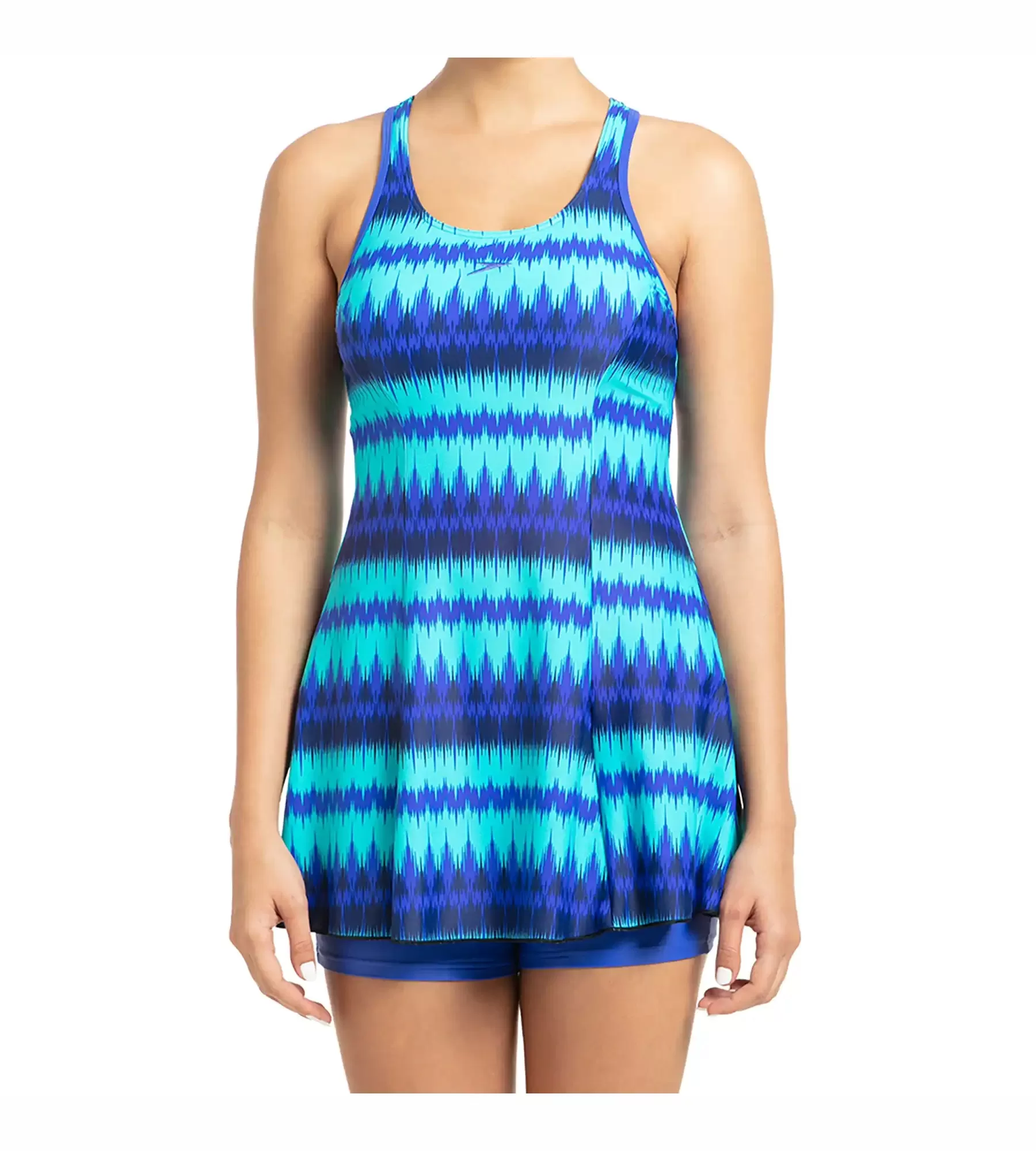 Women's Endurance10 Racerback Swimdress With Boyleg - Deep Indigo & Deep Peri