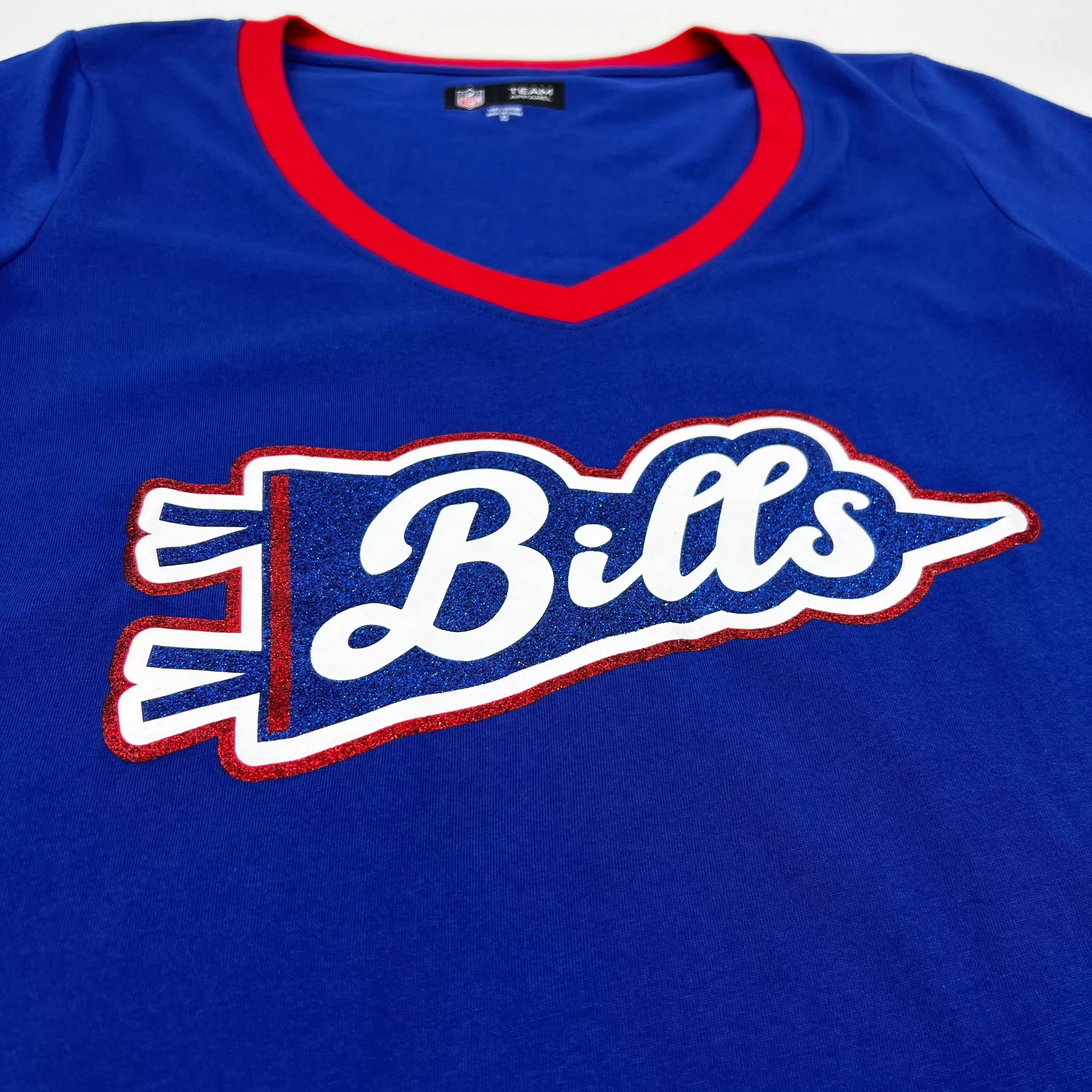 Women's New Era Bills Pennant Royal Blue V-Neck Shirt