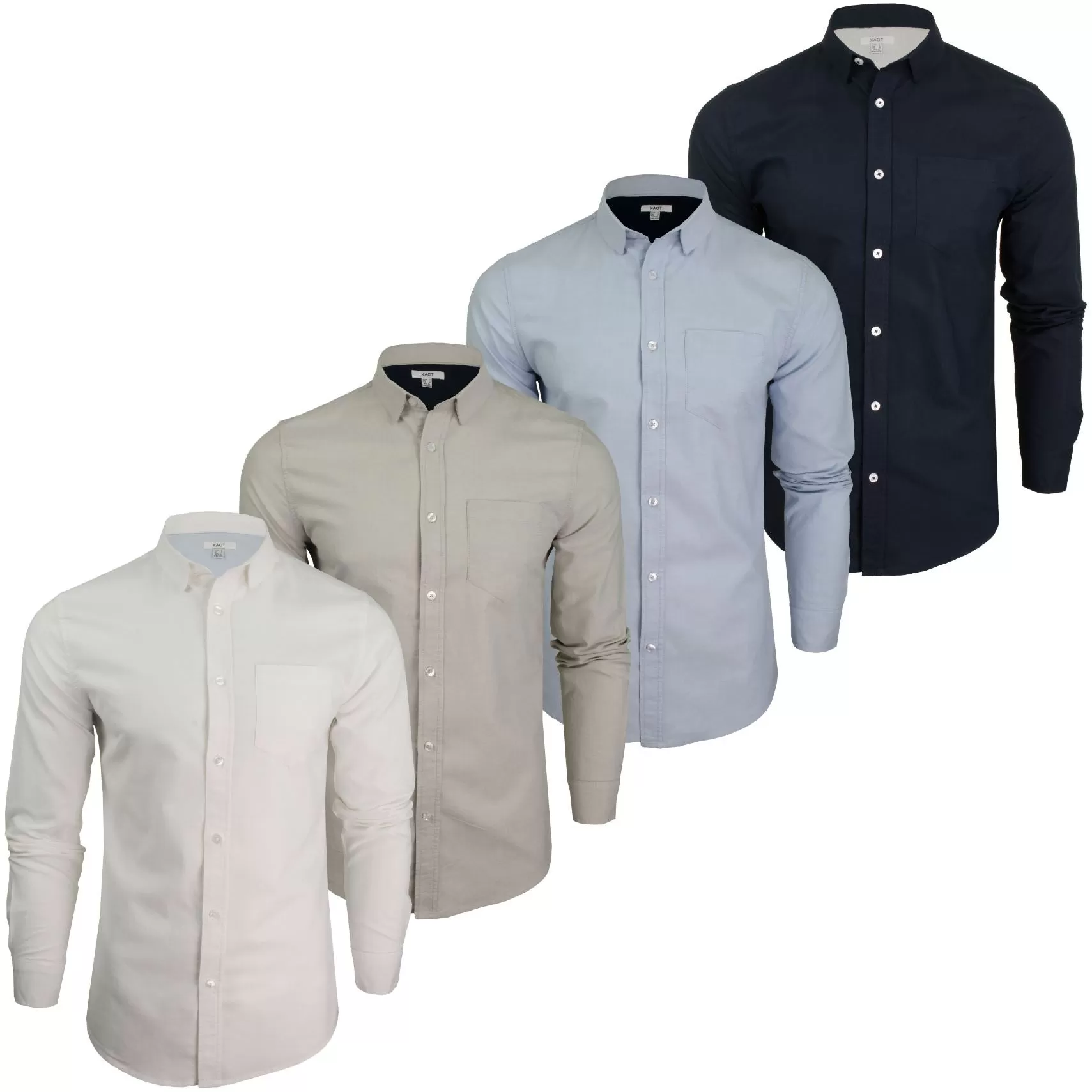 Xact Mens Long Sleeved Button-Down Collar Oxford Shirt